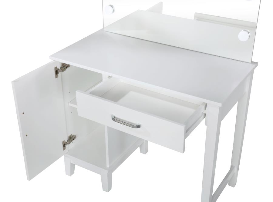Elijah Vanity Set with Lighting & Stool White and Dark Grey view 5