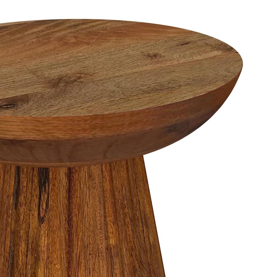 Aureo Round Solid Wood Accent Side Table Wild Honey view 3