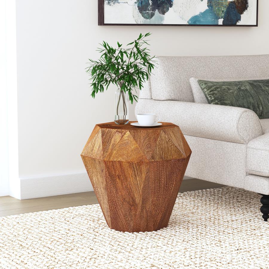 Jacinto Octagonal Solid Mango Wood Side Table Natural Brown view 2