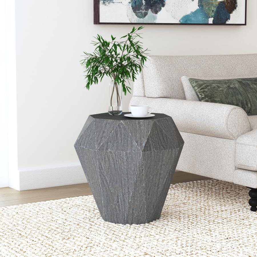 Jacinto Octagonal Solid Mango Wood Side Table Grey view 2