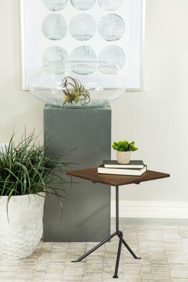 Heitor Square Wood Top Accent Side Table Dark Brown view 2