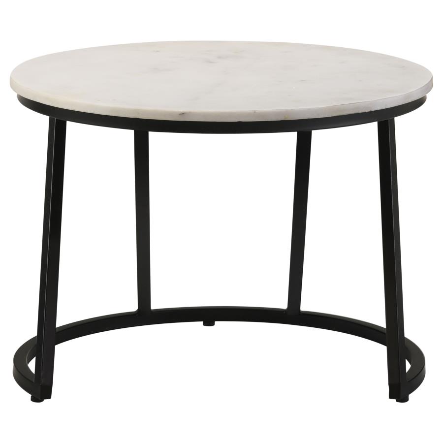 Miguel Round Marble Top Coffee Table White and Black view 3