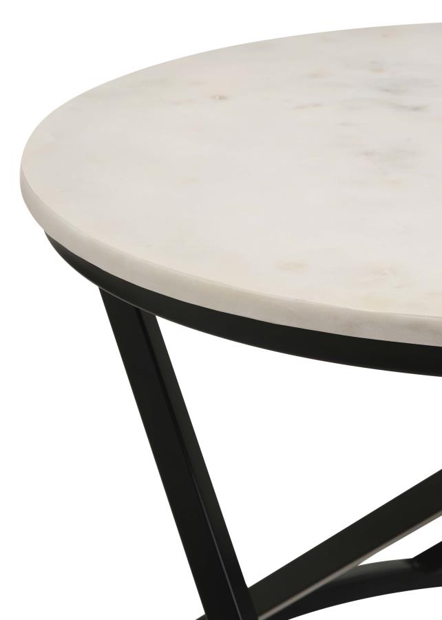 Miguel Round Marble Top Coffee Table White and Black view 4