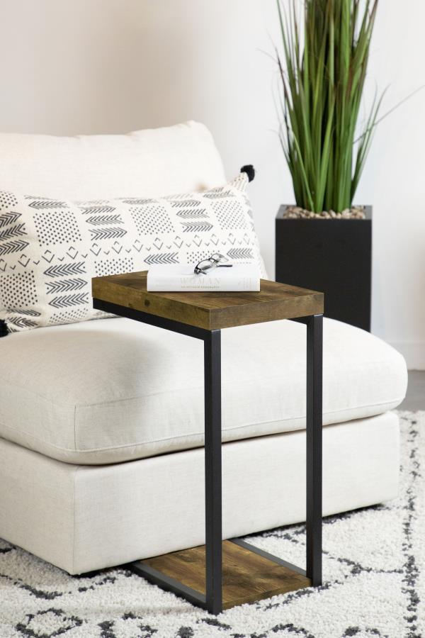 Beck Engineered Wood C-Shape Sofa Side Table Antique Nutmeg view 2