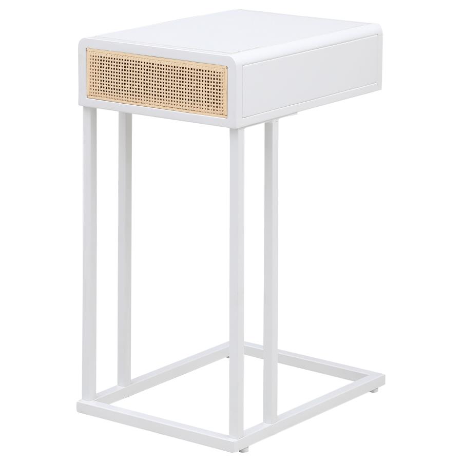 Amherst 1-drawer Radio Weave Cane Metal Side Table White view 6