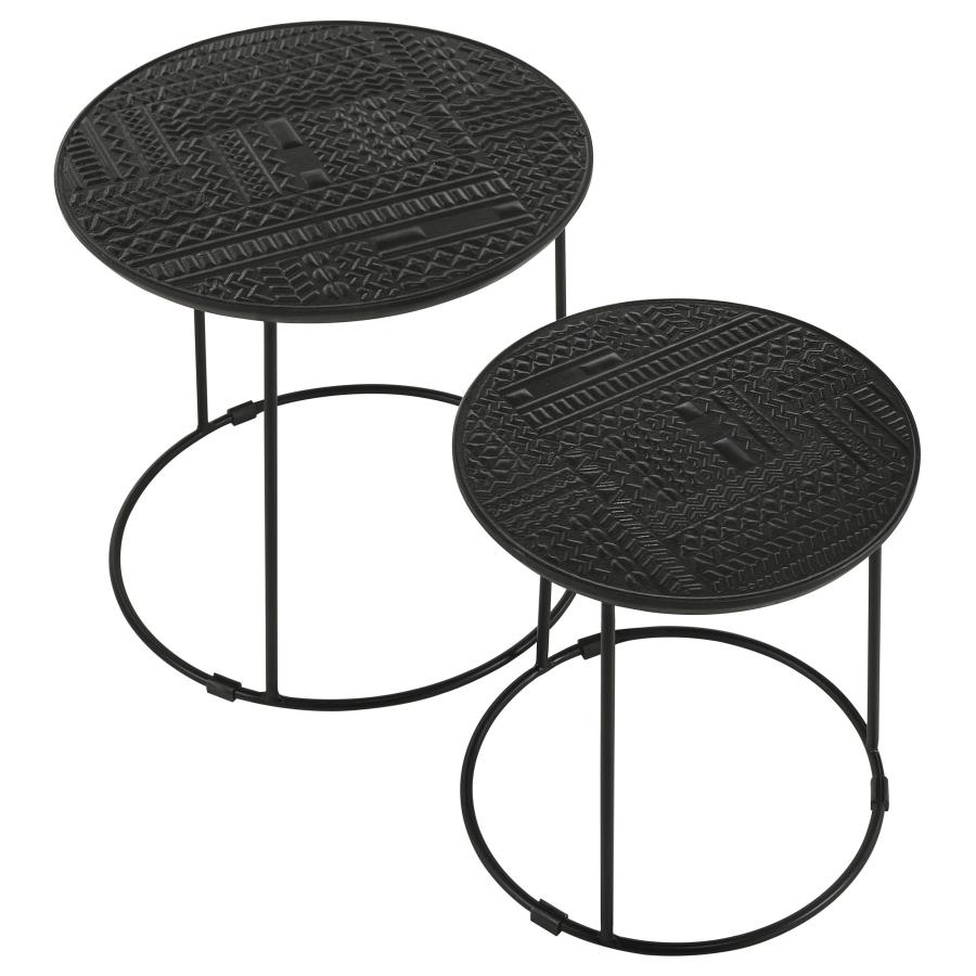 Loannis 2-piece Round Mango Wood Nesting Table Matte Black view 3