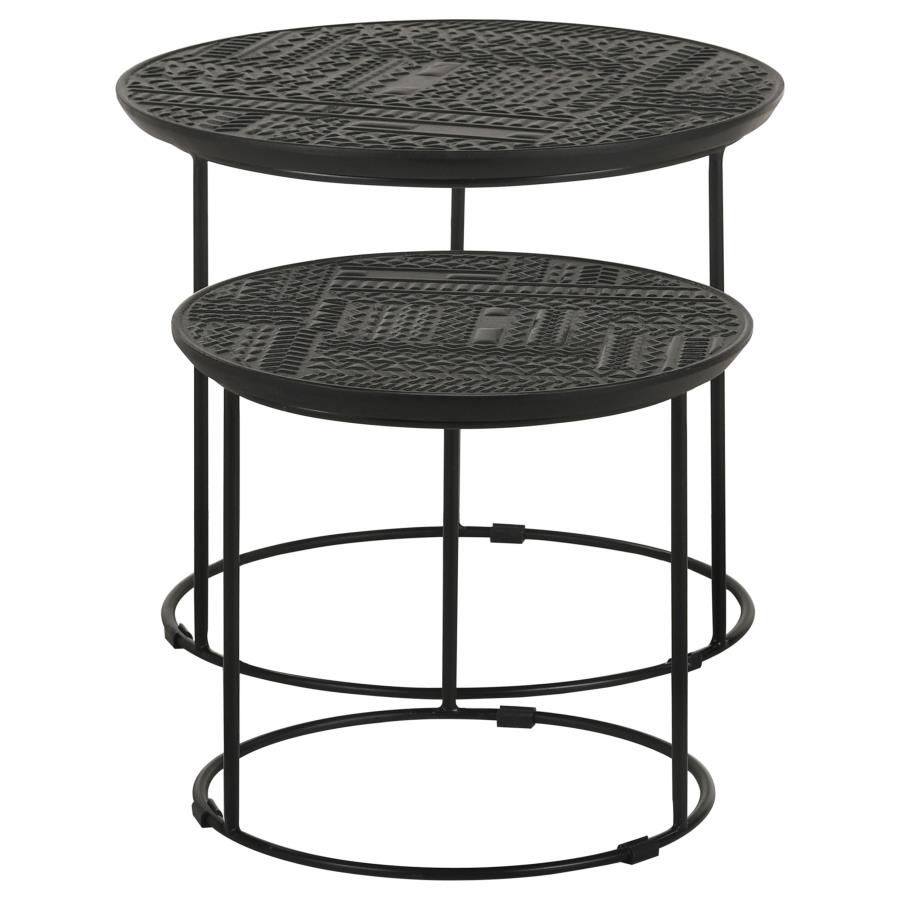 Loannis 2-piece Round Mango Wood Nesting Table Matte Black view 4
