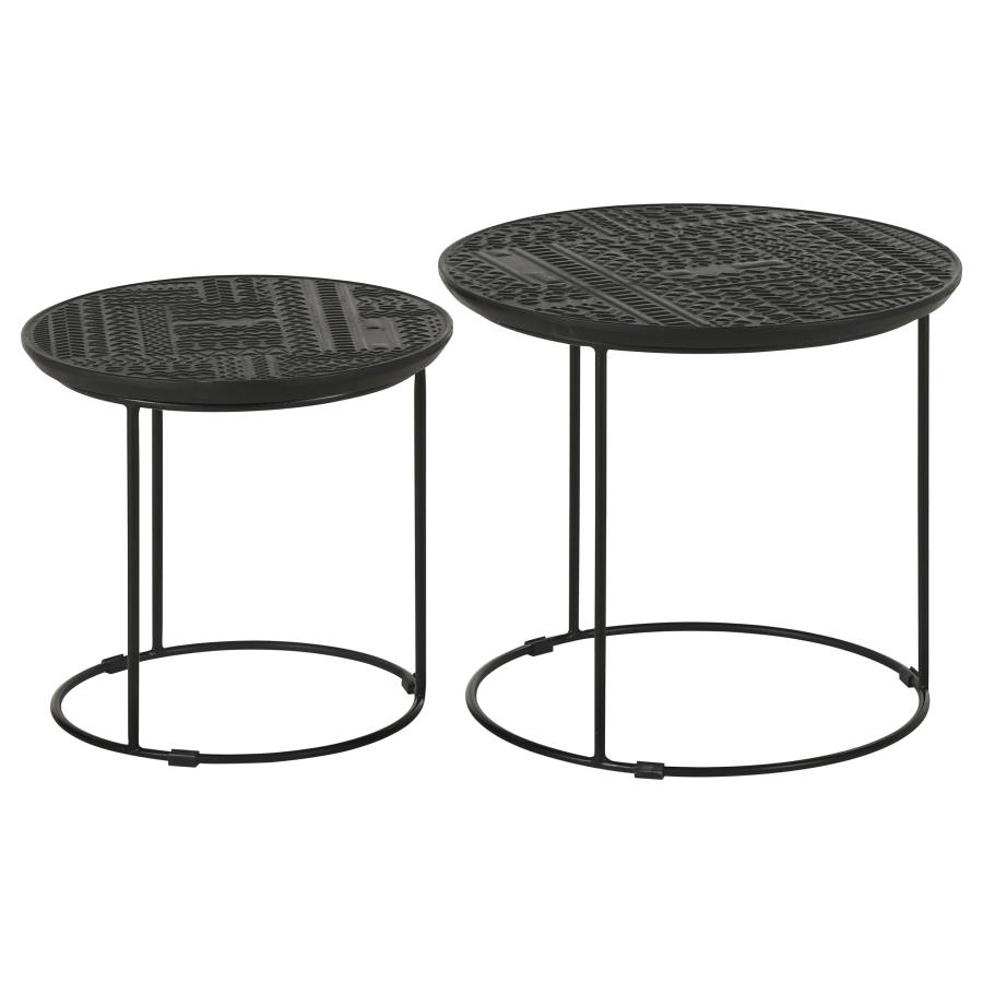 Loannis 2-piece Round Mango Wood Nesting Table Matte Black view 5