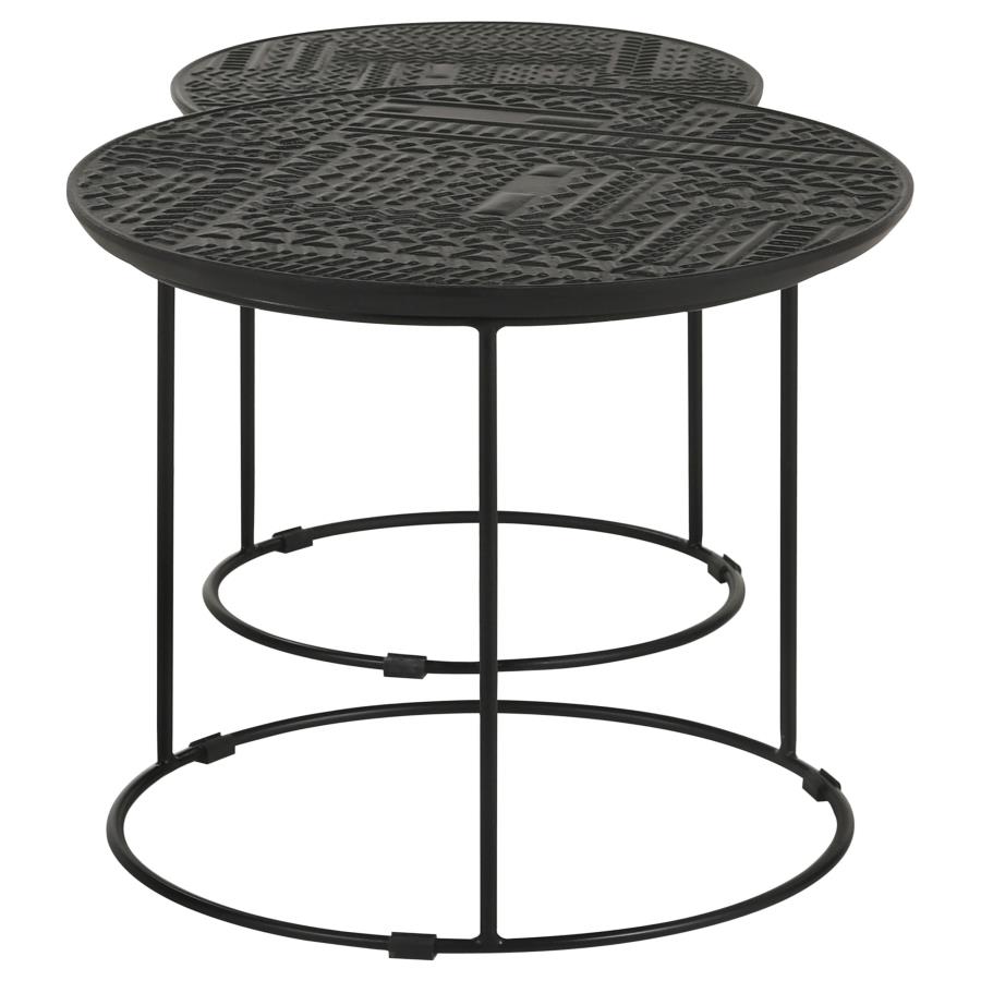 Loannis 2-piece Round Mango Wood Nesting Table Matte Black view 6