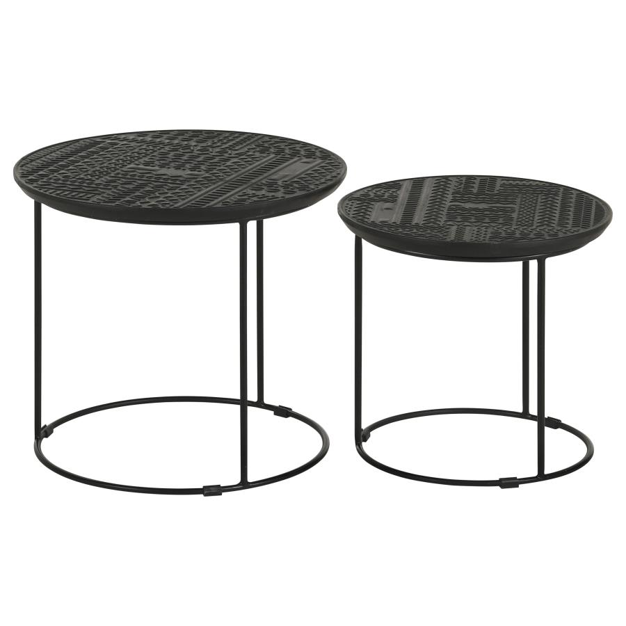 Loannis 2-piece Round Mango Wood Nesting Table Matte Black view 7