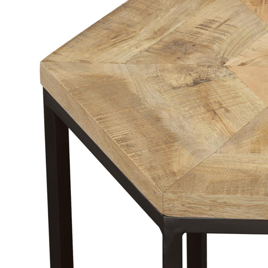 Adger 2-piece Hexagonal Nesting Tables Natural and Black view 7