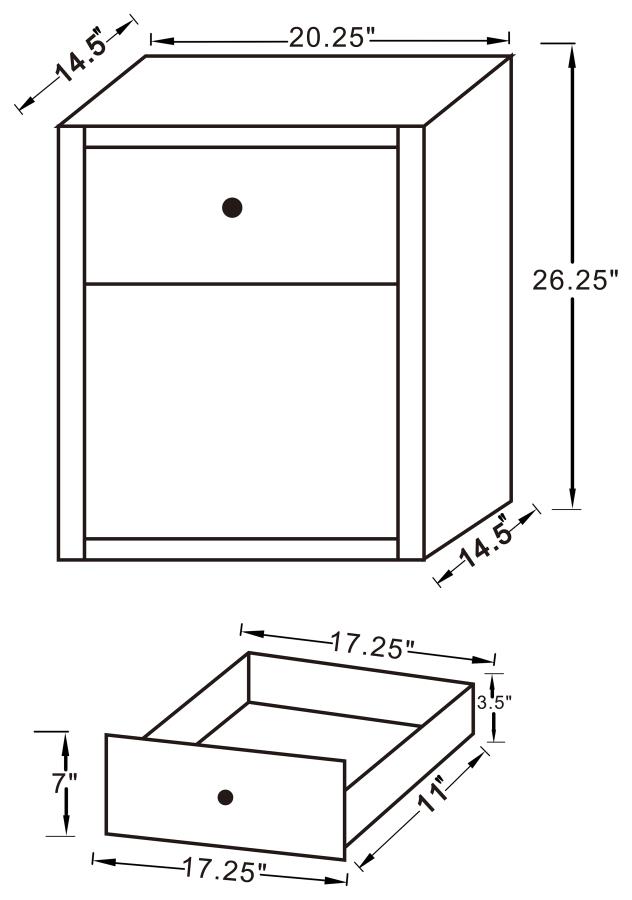 Coquette 1-drawer Mirrored Accent Side Table Silver view 7