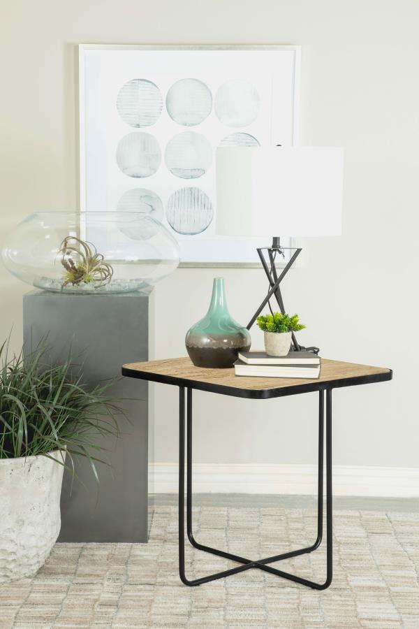 Elyna Square Stone Top Accent Side Table Beige view 2