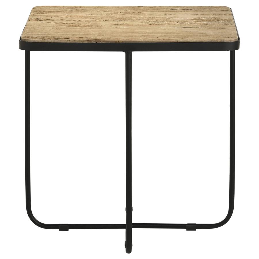 Elyna Square Stone Top Accent Side Table Beige view 3