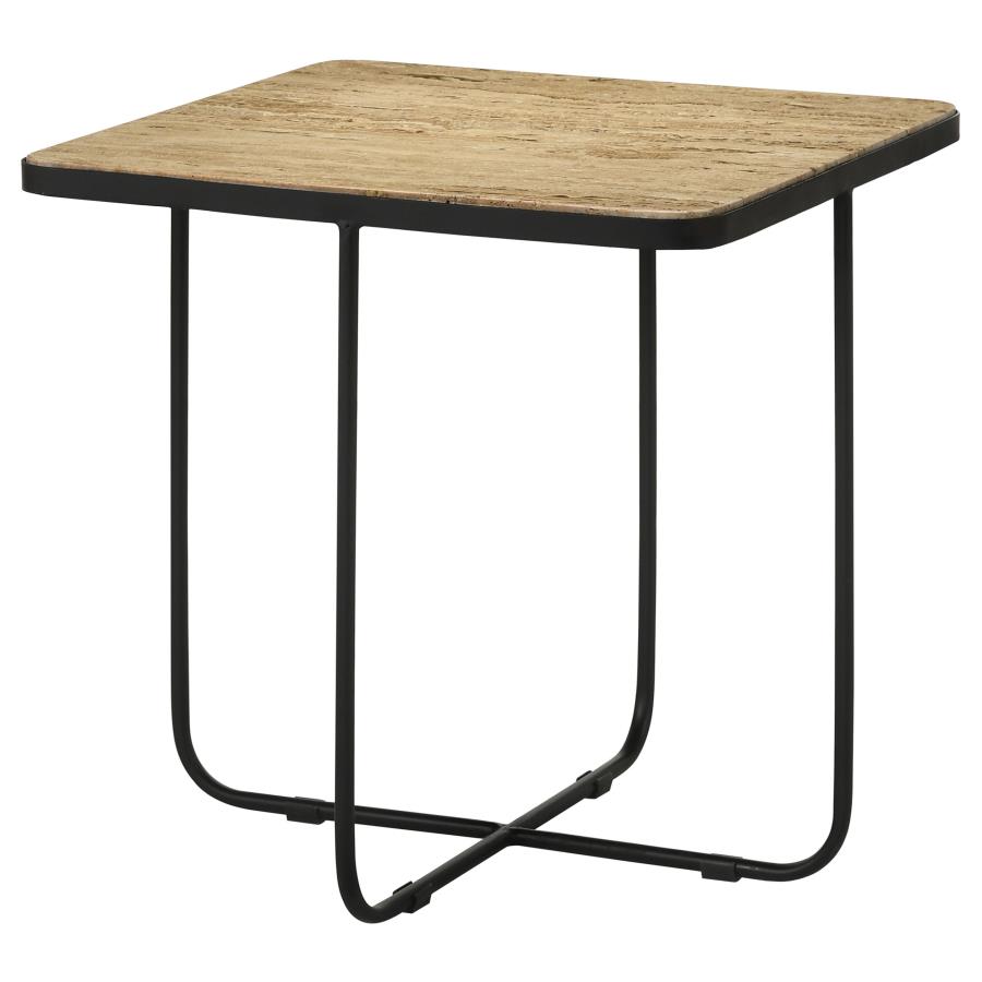 Elyna Square Stone Top Accent Side Table Beige view 4