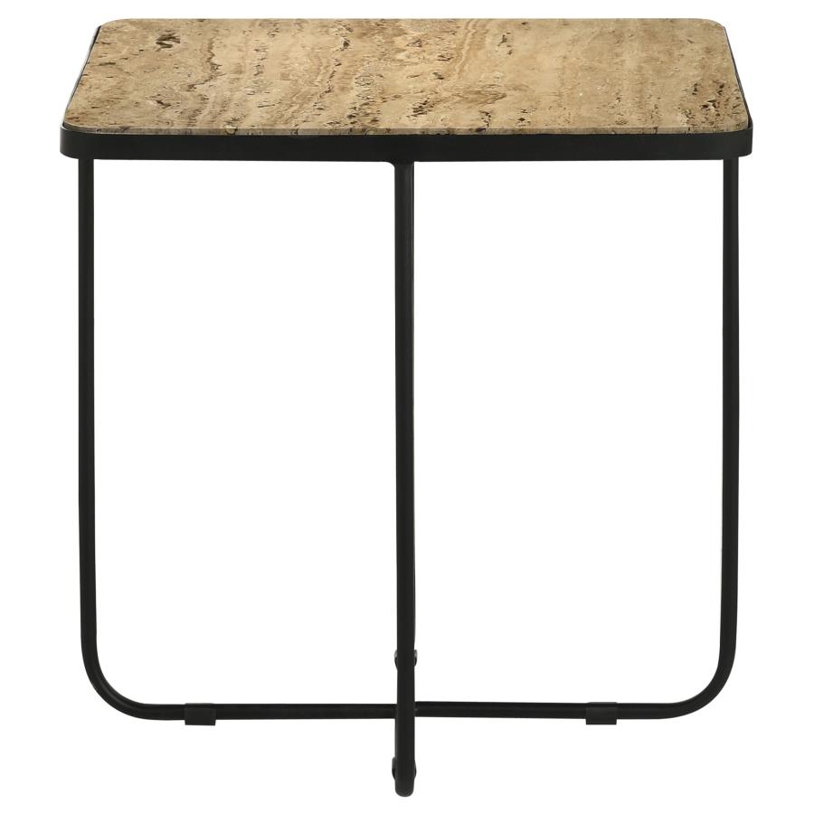 Elyna Square Stone Top Accent Side Table Beige view 5