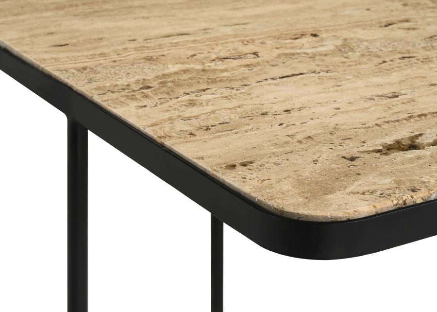 Elyna Square Stone Top Accent Side Table Beige view 6