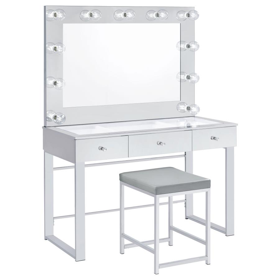 Umbridge Upholstered Square Padded Cushion Vanity Stool view 4