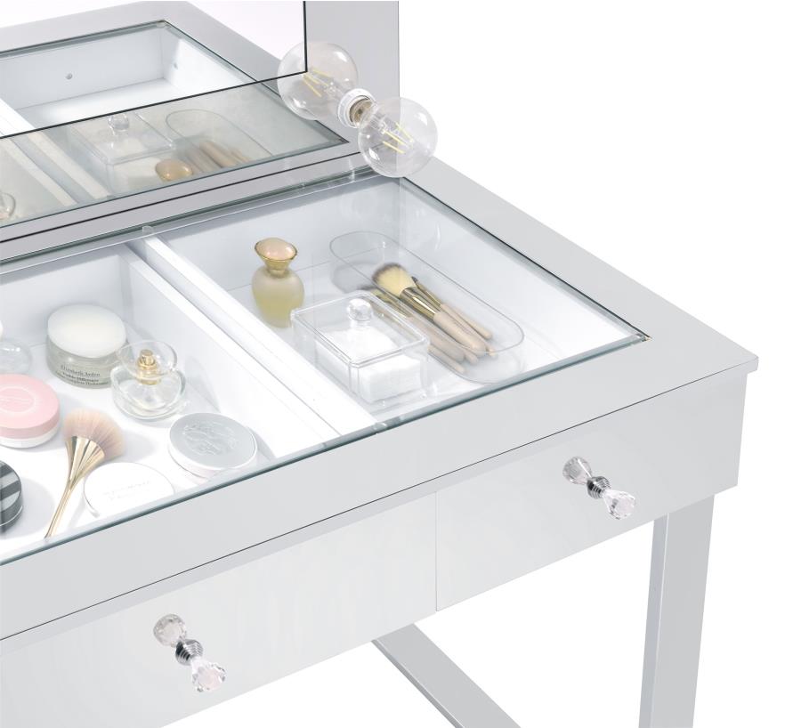 Umbridge 3-drawer Vanity Set with Lighting Chrome and White view 5