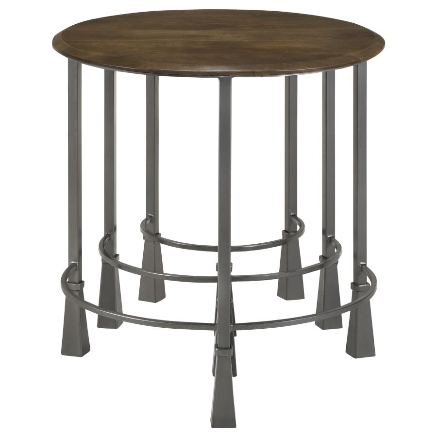Deja 3-piece Round Nesting Table Set Natural and Gunmetal view 5