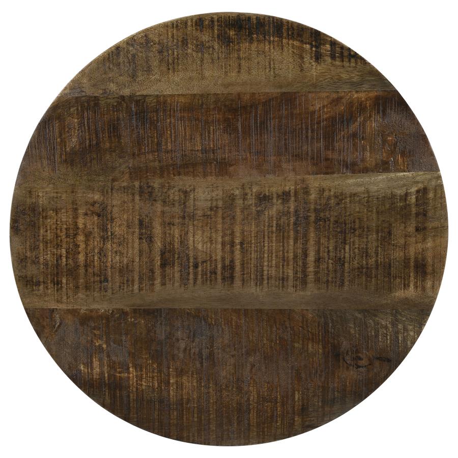 Aurora Round Drum Base Accent Side Table Natural and Black view 4