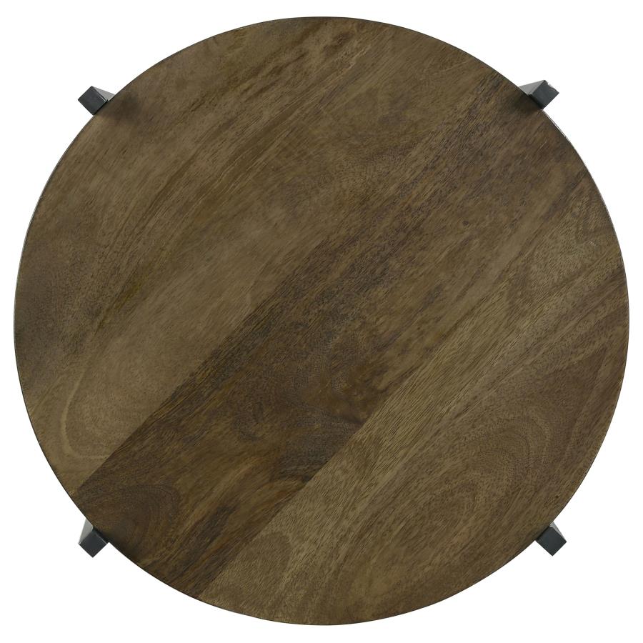 Axel Round Accent Table with Open Shelf Natural and Gunmetal view 4