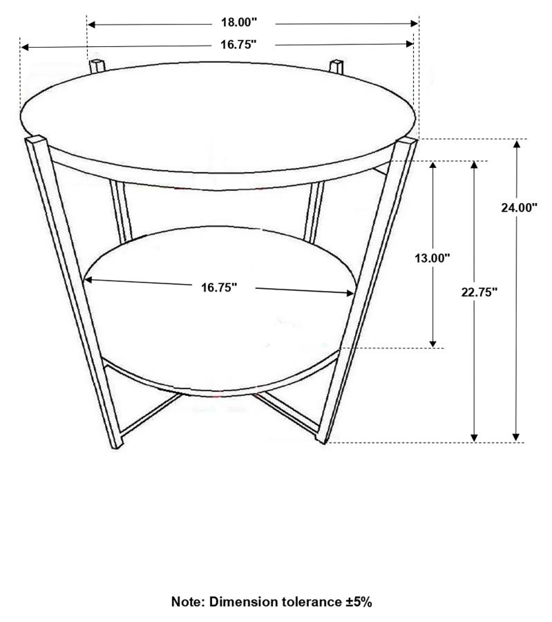Axel Round Accent Table with Open Shelf Natural and Gunmetal view 7