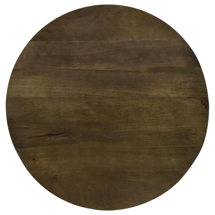 Yaritza Round Mango Wood Coffee Table Natural and Gunmetal view 4