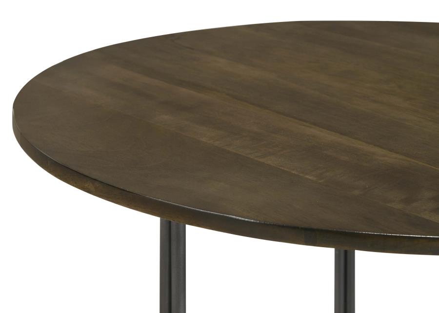 Yaritza Round Mango Wood Coffee Table Natural and Gunmetal view 5