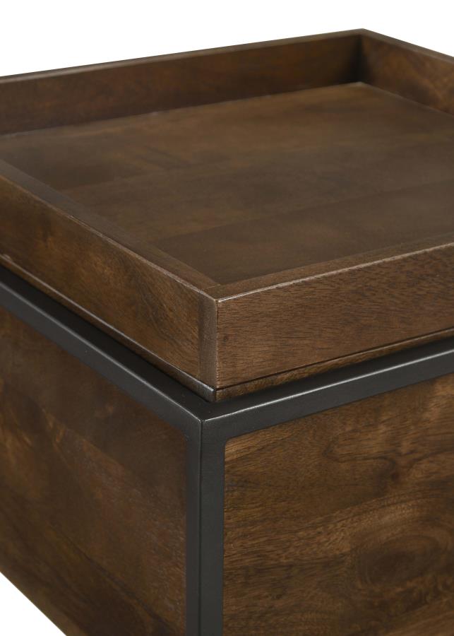 Ondrej Square Accent Side Table Removable Tray Dark Brown view 4