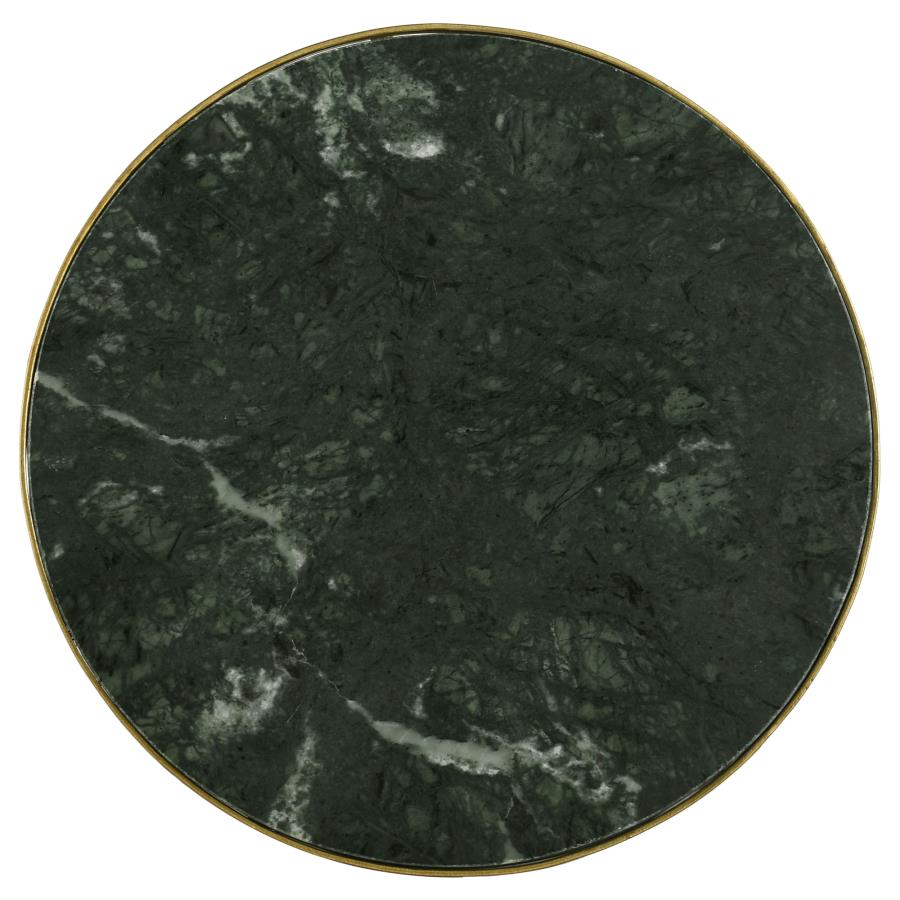 Eliska Round Green Marble Top Accent Side Table Antique Gold view 6