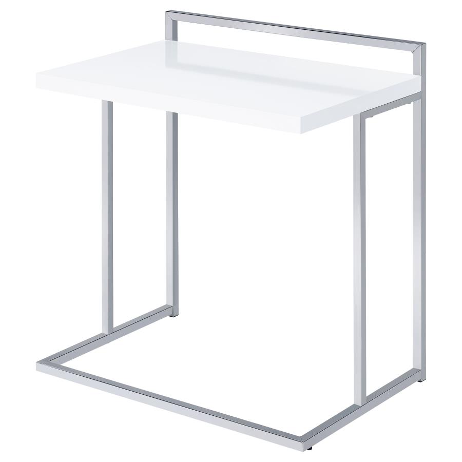 Dani Rectangular C-Shaped Sofa Side Table White High Gloss view 3