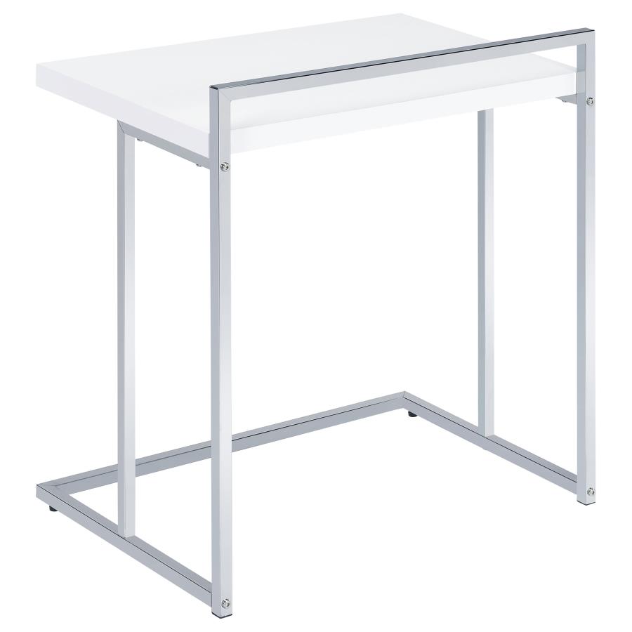 Dani Rectangular C-Shaped Sofa Side Table White High Gloss view 4