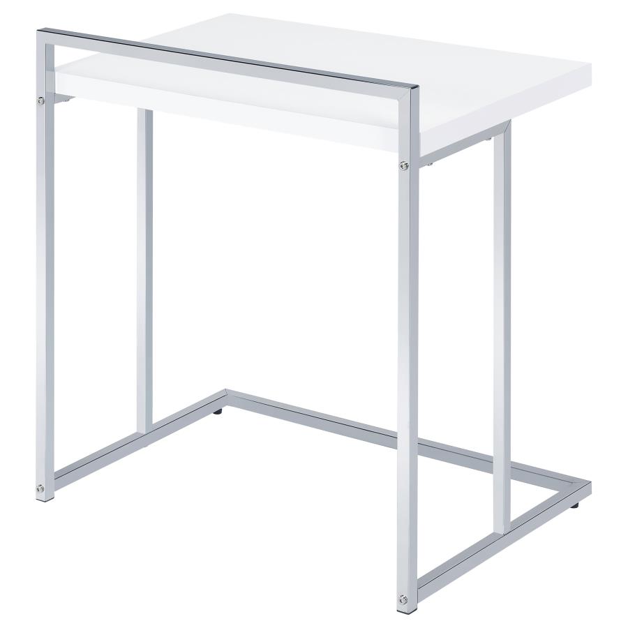 Dani Rectangular C-Shaped Sofa Side Table White High Gloss view 5