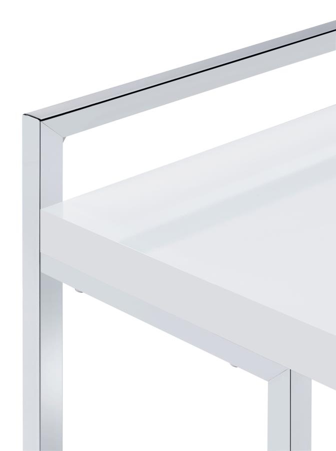 Dani Rectangular C-Shaped Sofa Side Table White High Gloss view 6