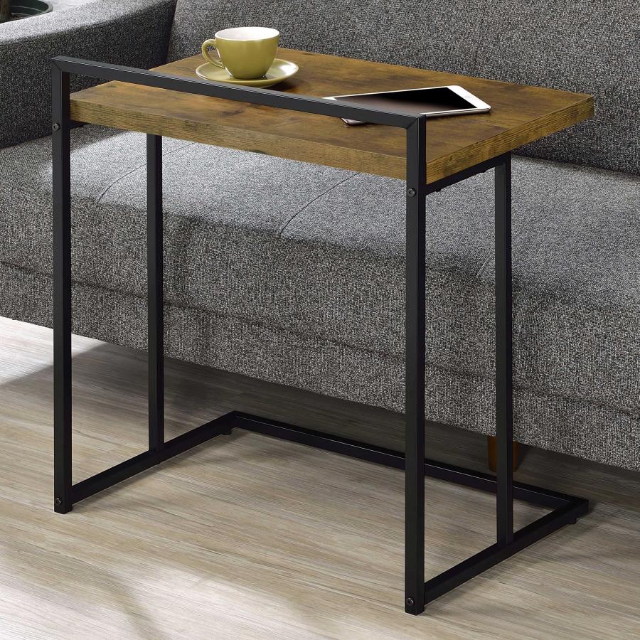 Dani Rectangular C-Shaped Sofa Side Table Rustic Nutmeg view 2