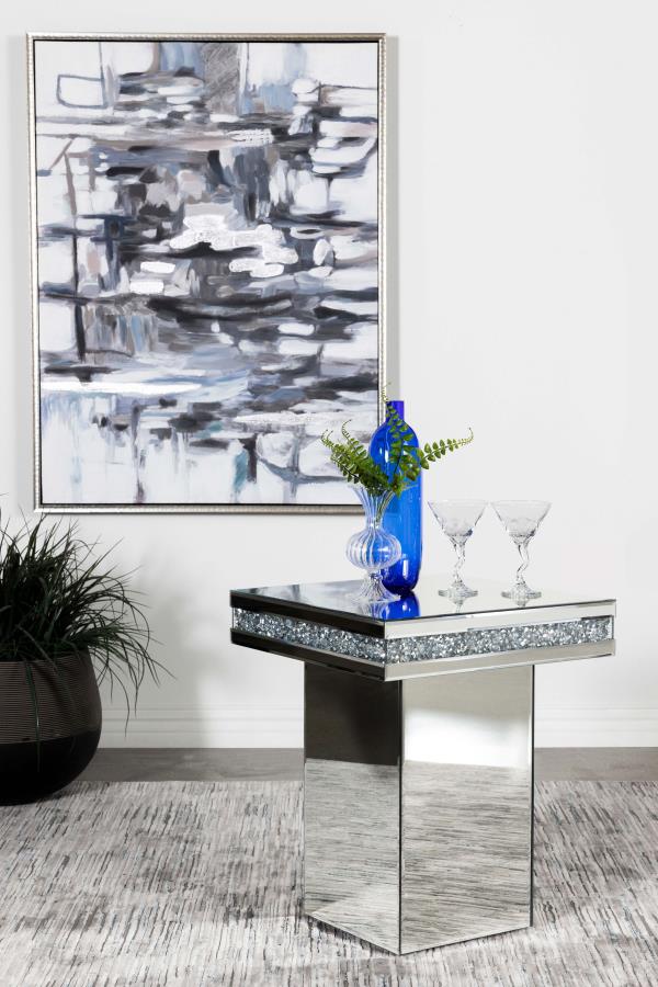Elora Square Mirrored Accent Side Table Silver view 2