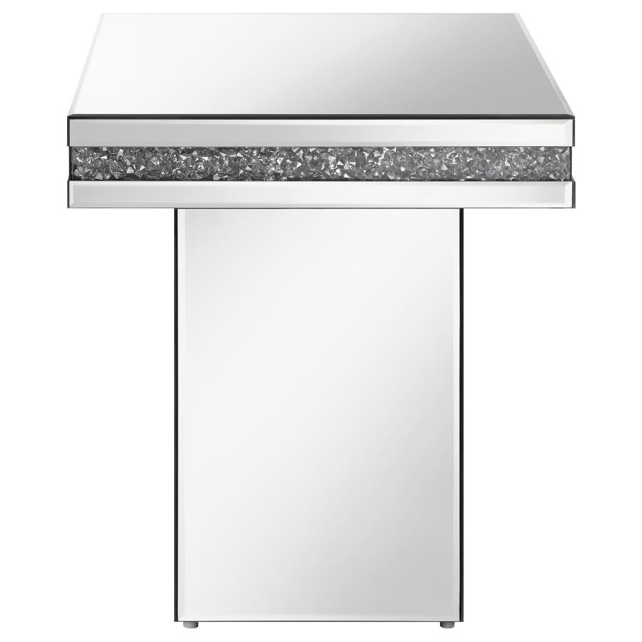 Elora Square Mirrored Accent Side Table Silver view 3