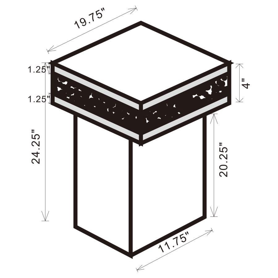 Elora Square Mirrored Accent Side Table Silver view 4