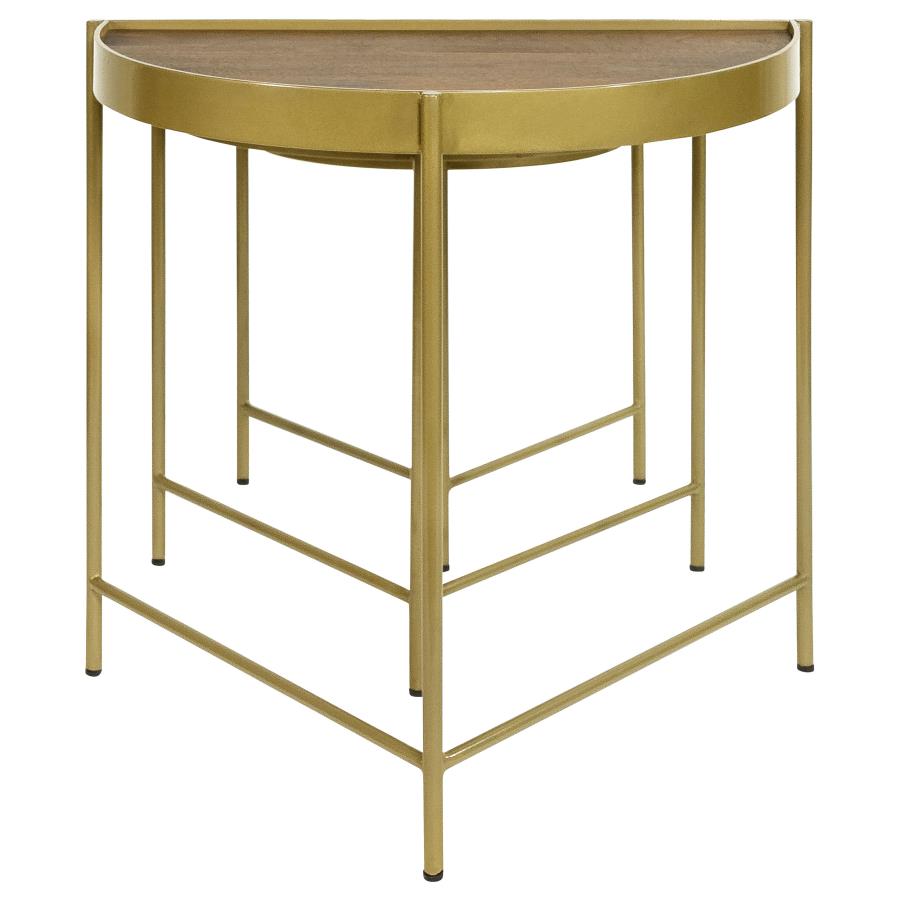 Tristen 3-Piece Demilune Nesting Table Brown and Gold view 3