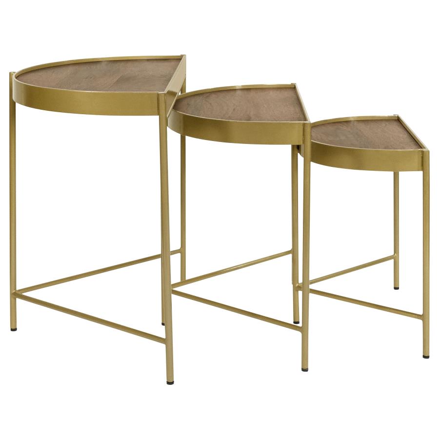 Tristen 3-Piece Demilune Nesting Table Brown and Gold view 4