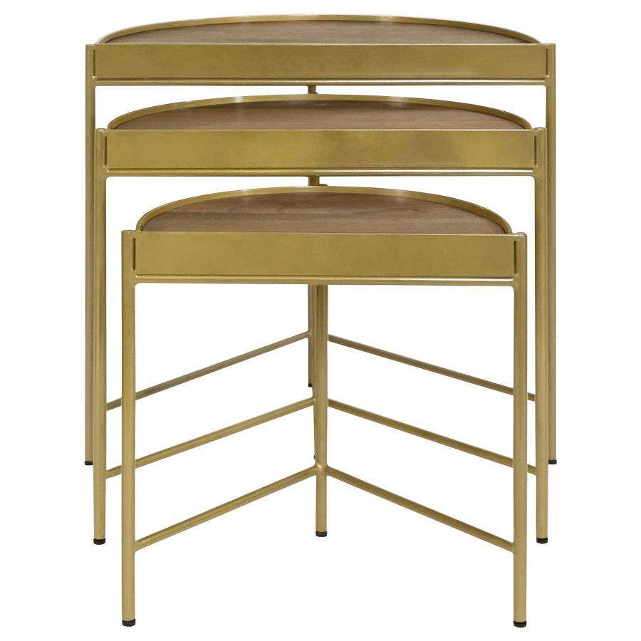 Tristen 3-Piece Demilune Nesting Table Brown and Gold view 5
