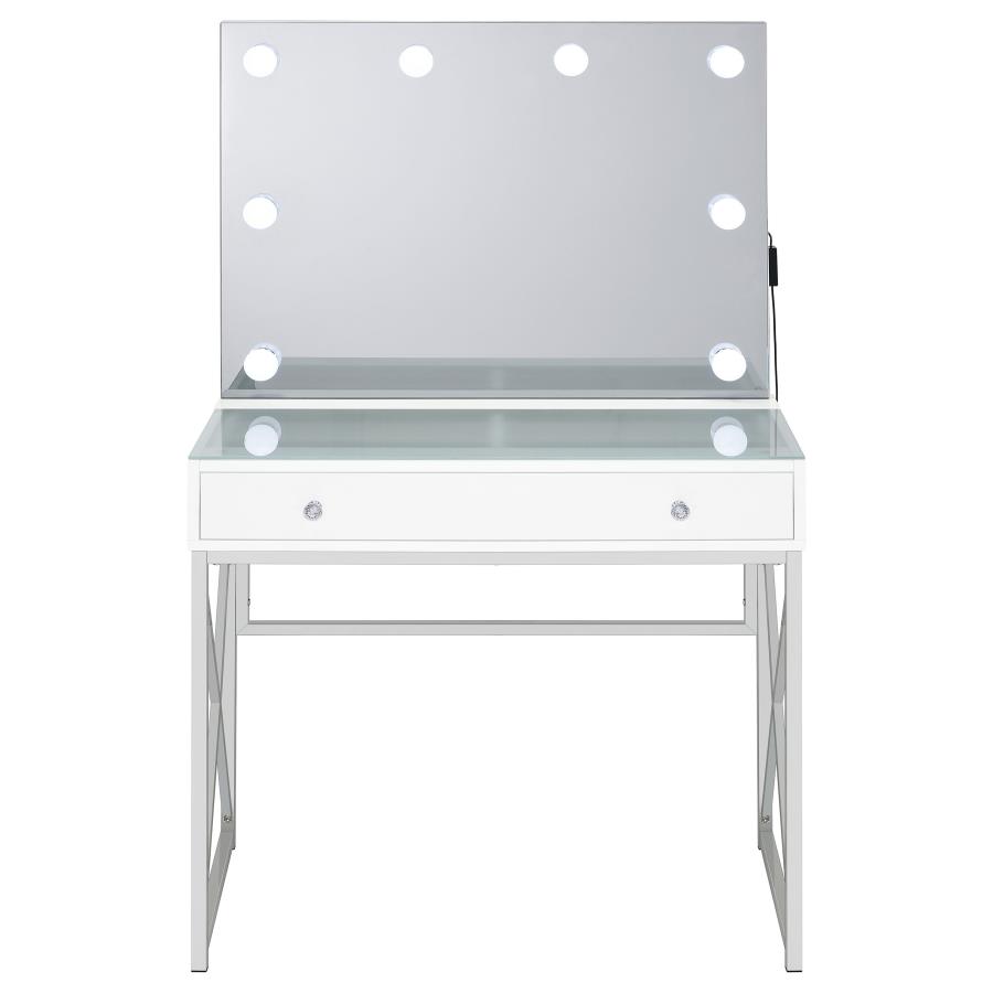Eliza Vanity Set with Lighting & Stool White and Chrome view 5