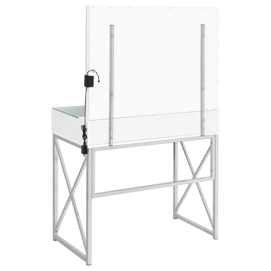 Eliza Vanity Set with Lighting & Stool White and Chrome view 7