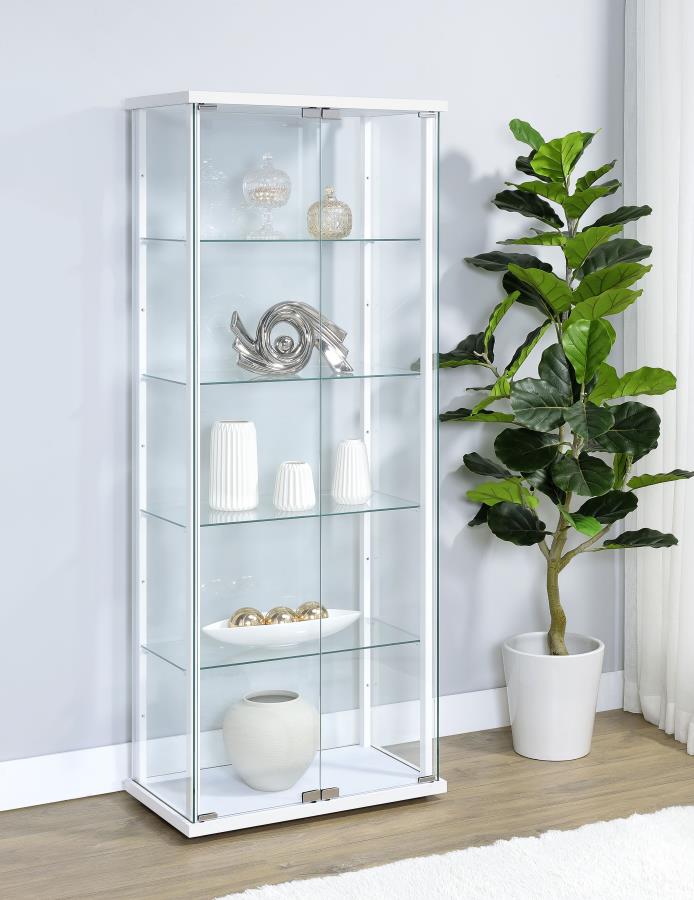 Delphinium 4-Shelf Clear Glass Curio Display Cabinet White view 2