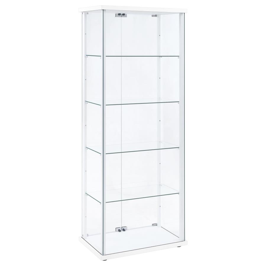 Delphinium 4-Shelf Clear Glass Curio Display Cabinet White view 6