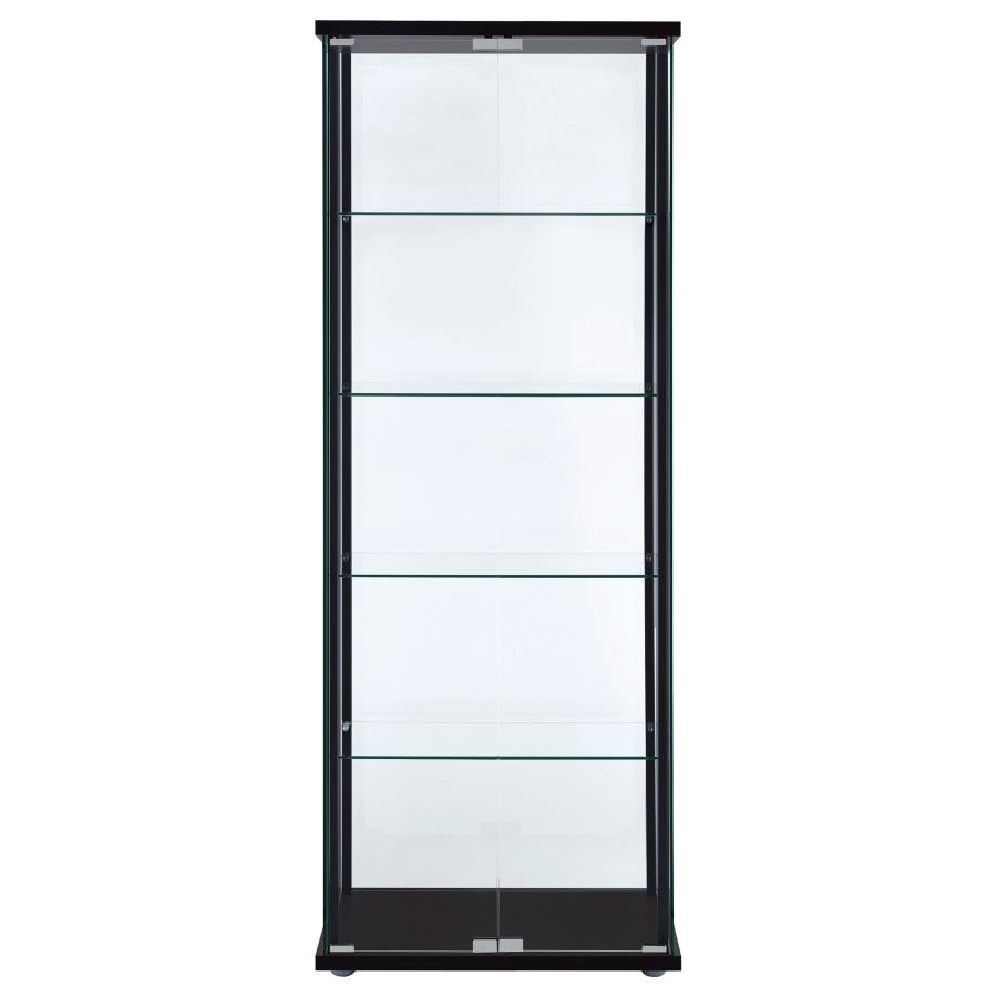 Delphinium 5-shelf Clear Glass Curio Display Cabinet Black view 3