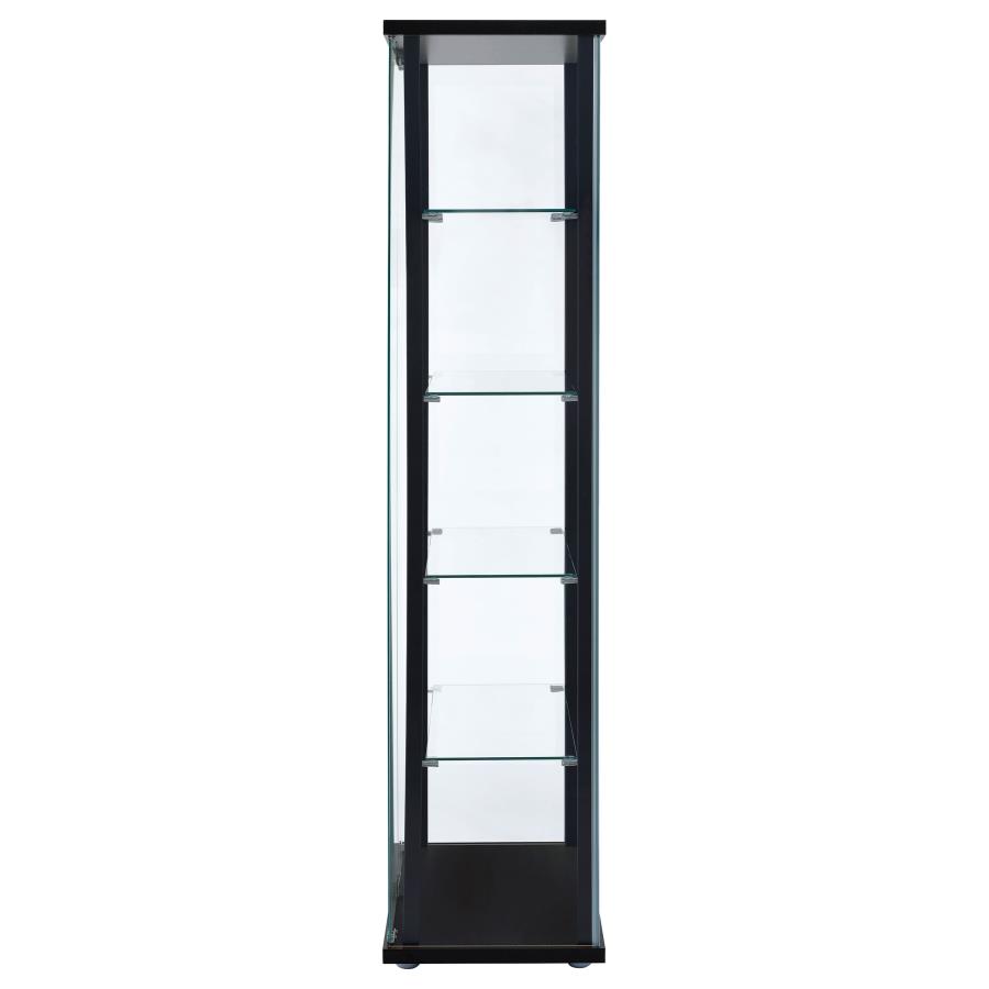 Delphinium 5-shelf Clear Glass Curio Display Cabinet Black view 5