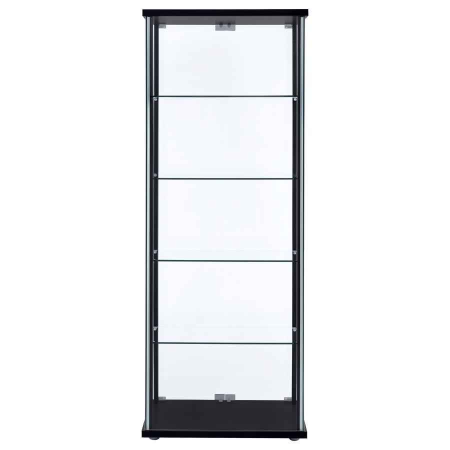 Delphinium 5-shelf Clear Glass Curio Display Cabinet Black view 6