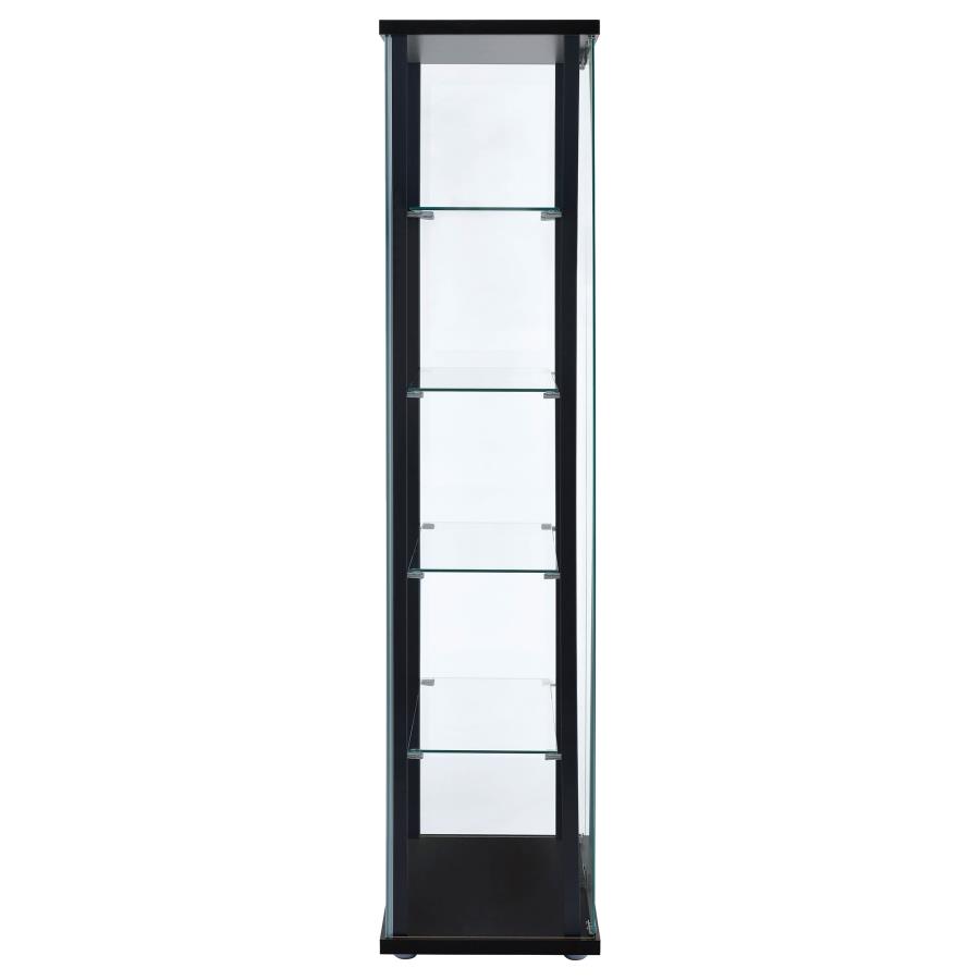 Delphinium 5-shelf Clear Glass Curio Display Cabinet Black view 7